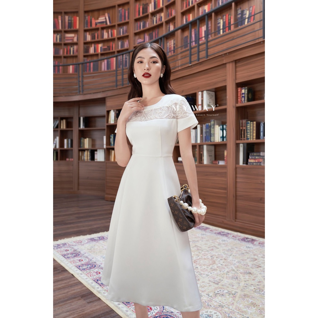 Đầm Nữ Dự tiệc MY WAY Dáng Xòe Phối Ren Sang Trọng MD331