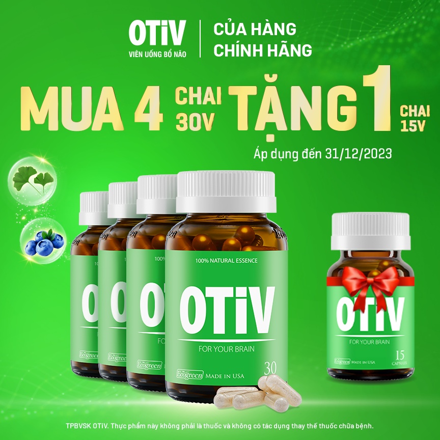 Combo 4 hộp viên uống OTIV bổ não 30 viên tặng 1 hộp 15 viên