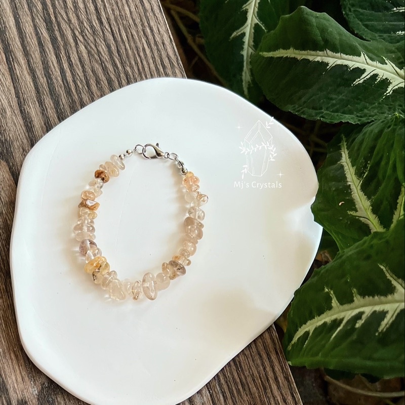 Vòng tay Golden Rutilated Quartz màu vàng kim, dáng hạt cực xinh