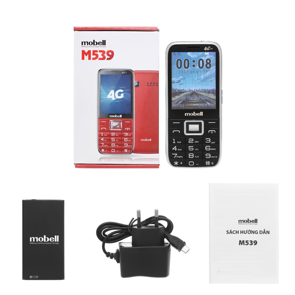 Điện Thoại Mobell M539 Chính Hãng 2 SIM 4G Hỗ Trợ Mở Rộng Bộ Nhớ 64Gb Bảo 12 Tháng