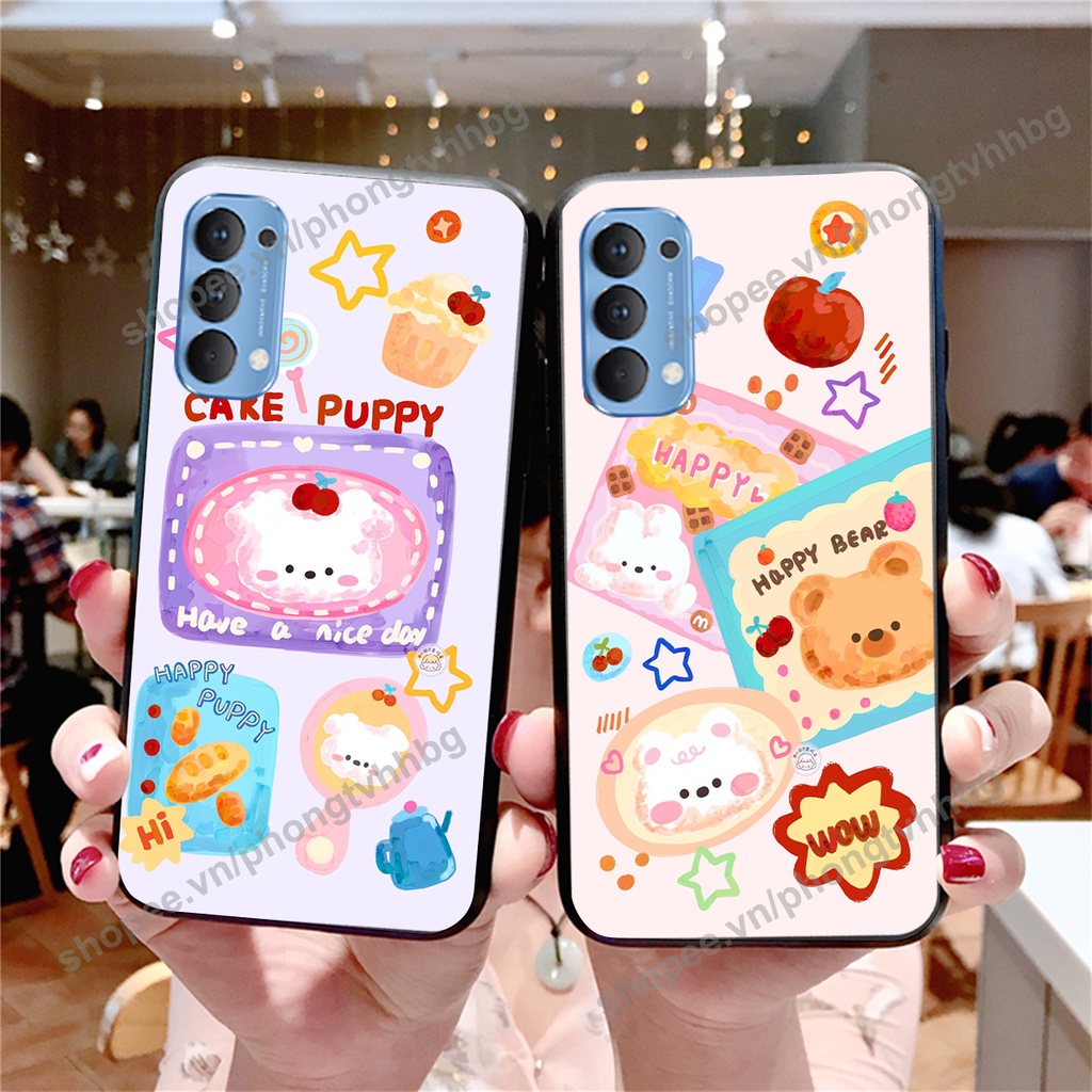 Ốp lưng Oppo Reno4 / Reno4 Pro / Reno 4 GẤU DÂU chi bi hoạt hình cute siêu rẻ
