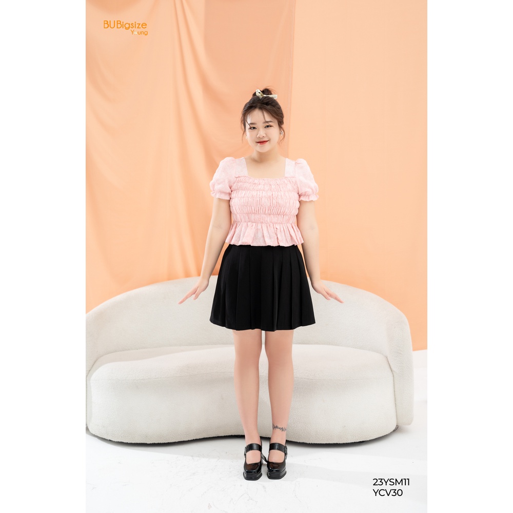 Áo peplum cổ vuông chun thân trước BIGSIZE (55kg đến 95kg) - 23YSM11 - [BU Bigsize Young]