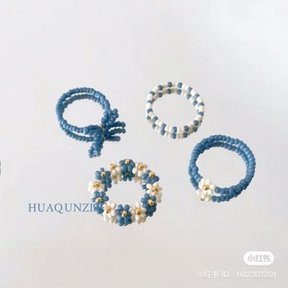 Nhẫn hạt cườm màu xanh dương handmade CHILLMEOW