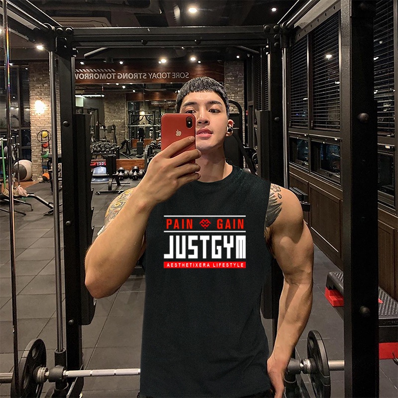 Áo thun ba lỗ tanktop nam tập gym In hình 𝐏𝐀𝐈𝐍 𝐆𝐀𝐈𝐍 vải cotton thoáng mát hút mồ hôi nhiều màu đủ size