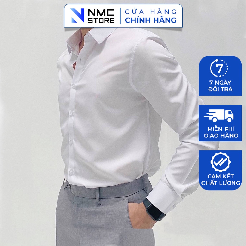 Áo sơ mi nam NMC STORE công sở vải lụa cao cấp chống nhăn