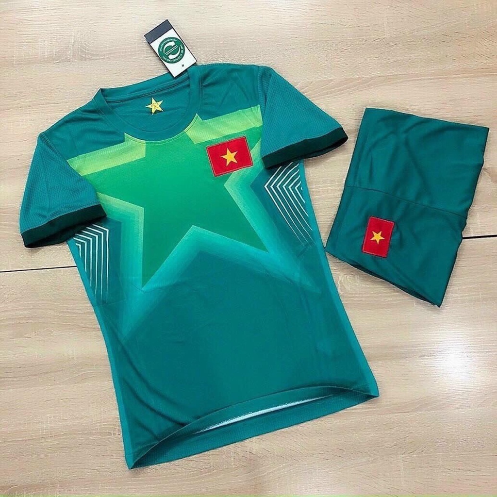 Bộ Quần áo bóng đá Việt Nam xanh - In tên số áo theo yêu cầu - Hàng thun lạnh cao cấp