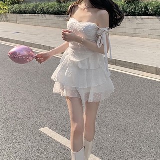 Đầm Trắng Voan Phối Dây Đan