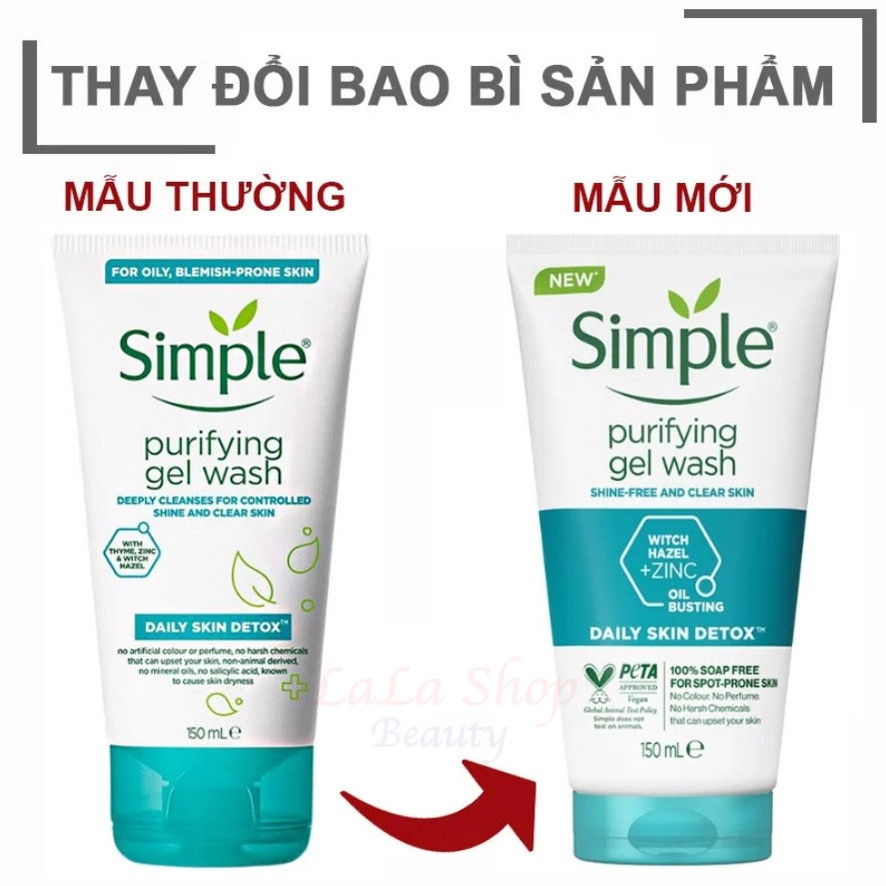 Sữa Rửa Mặt Kiềm Dầu Ngừa Mụn Cho Da Nhạy Cảm Simple Purifying Gel Wash 150ml