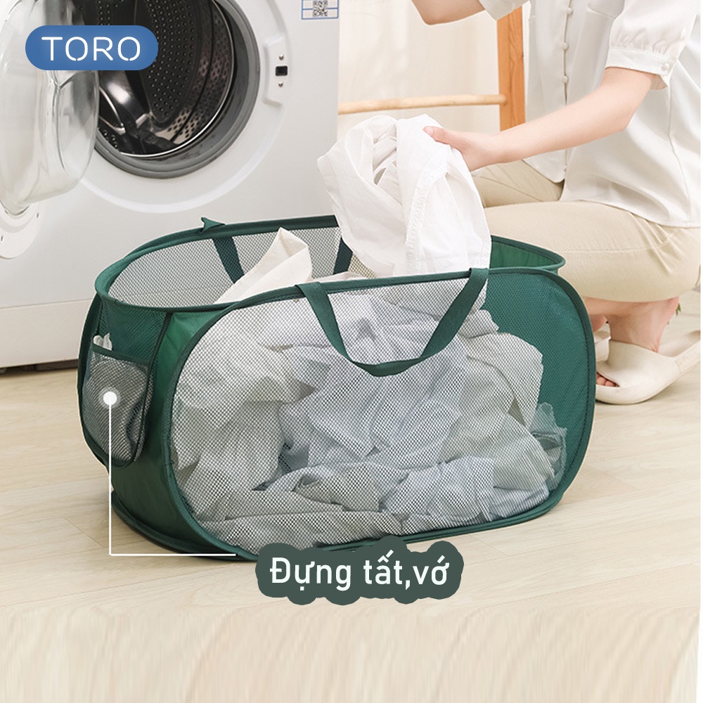 Giỏ đựng quần áo bẩn dạng lưới thoáng khí chống ẩm mốc chất liệu polyester cao cấp thiết kế gấp gọn