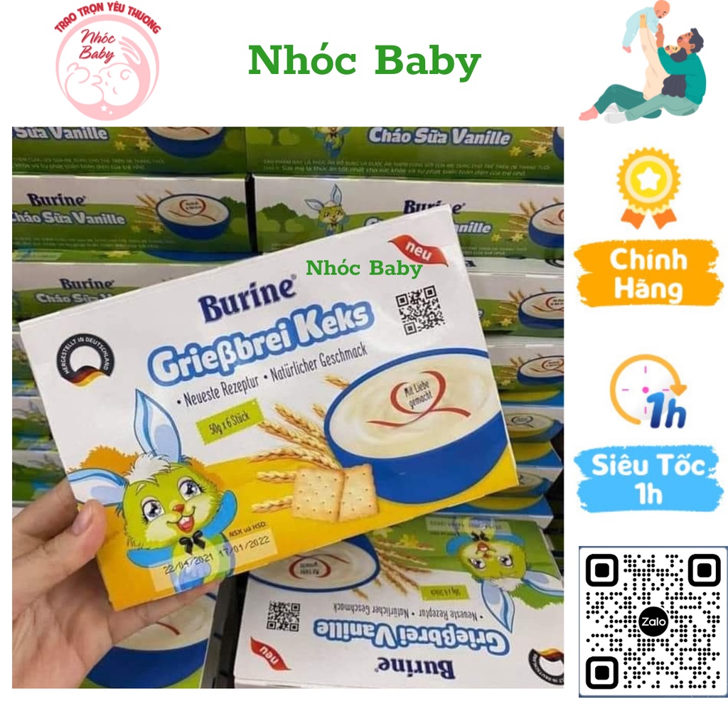 Cháo sữa Burine HiPP ăn dặm Bích Quy [1 Lốc 6 Hũ] [6x50g] Thu Vỏ Giấy - Date 04/2024 - 1 Đổi 1 Nếu Lỗi NSX