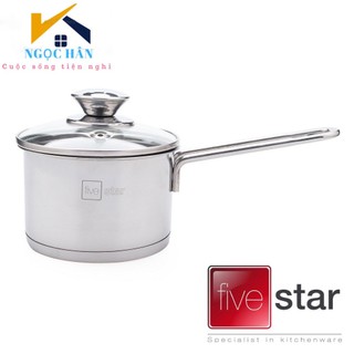  Quánh Inox nấu bột em bé FiveStar 3 đáy bếp từ nắp kính 12cm 14cm 16cm -Nồi nấu cháo ăn dặm cho bé 