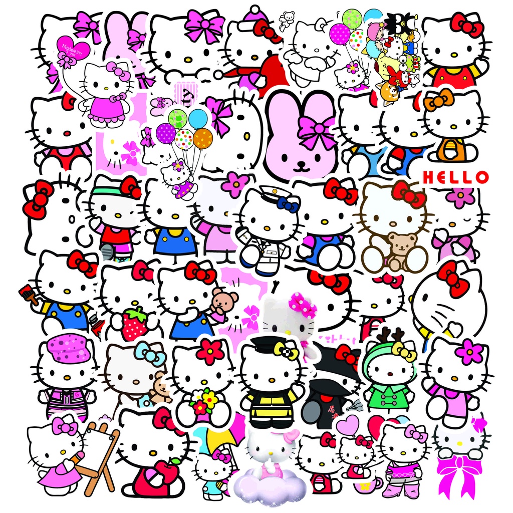 Bộ 200 sticker hello kitty cực kute giao mẫu ngẫu nhiên dùng để trang trí điện thoại di động/ván trượt/vali