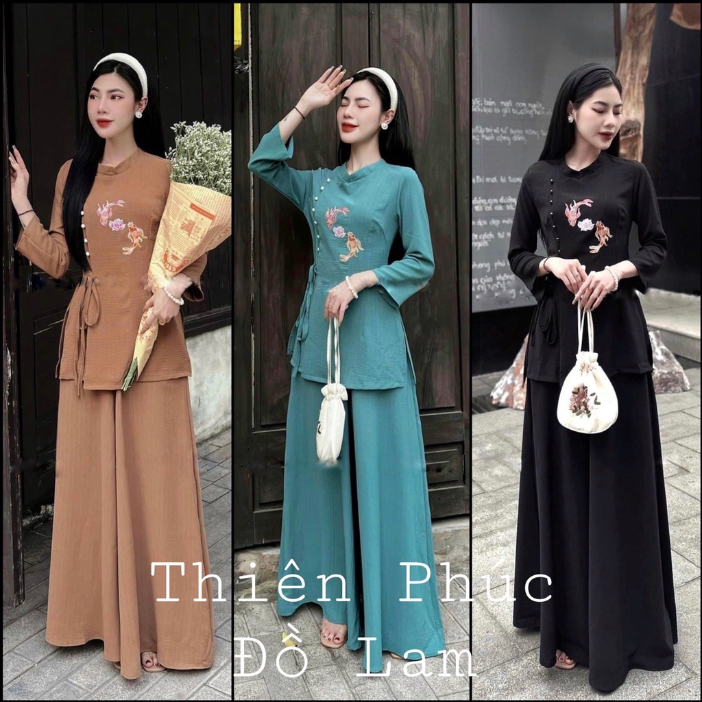 đồ lam đi chùa mẫu 2 con cá