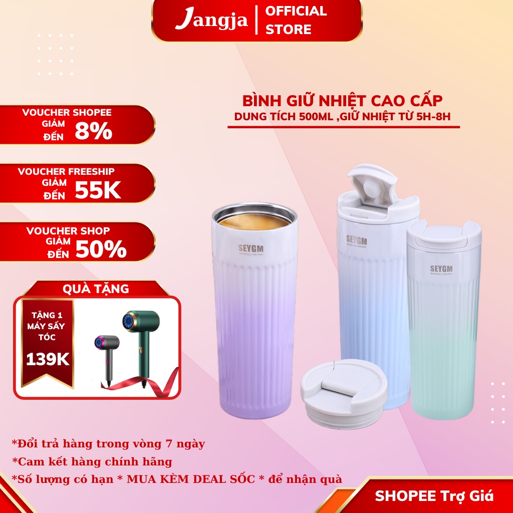 Bình giữ nhiệt dung tích 500ml thép không rỉ 304,giữ nhiệt 5h-8h thiết kế nhiều màu sắc thời trang BGN02