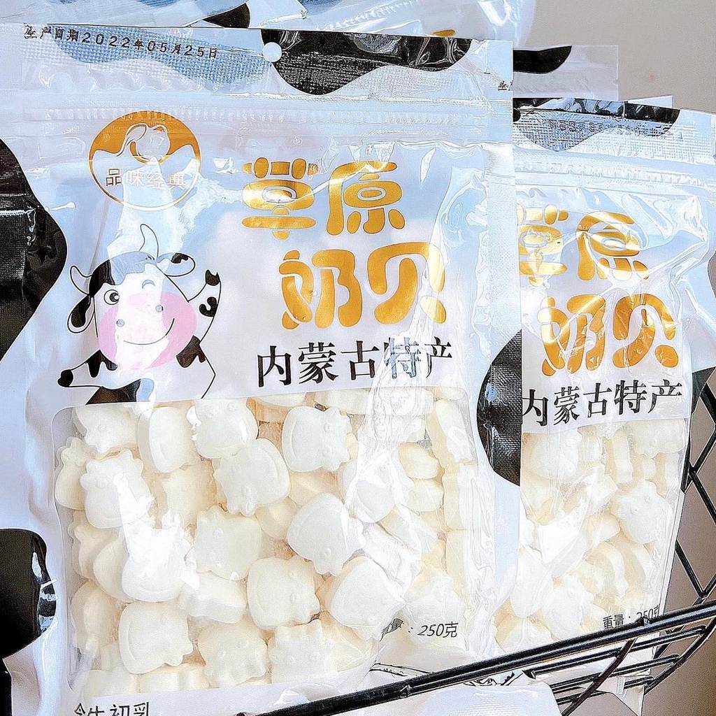 Kẹo Sữa Bò Non Mông Cổ Nén VIên Cực Ngon Gói 250G - 100 Viên, đồ ăn vặt nội địa