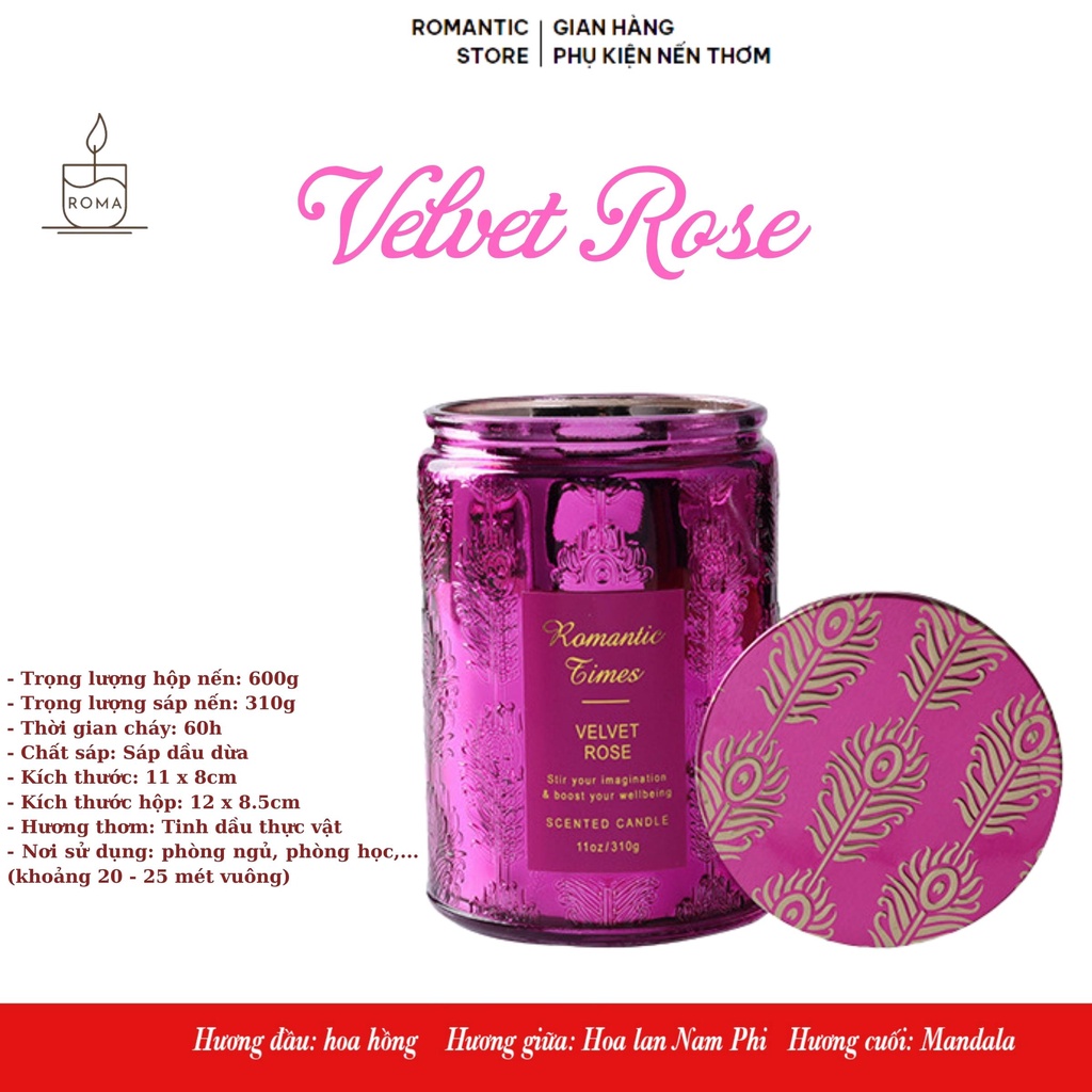 Nến Thơm Tinh Dầu Không Khói Hương Tự Nhiên Nến Ba Tầng Hương Romantics Times Trang Trí Quà Tặng Candle cup 600g