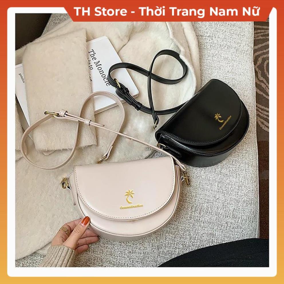Túi xách đeo chéo dáng bầu nữ đẹp , Túi sách đeo vai màu đen trắng nâu phong cách hàn quốc đi chơi du lịch TH Store