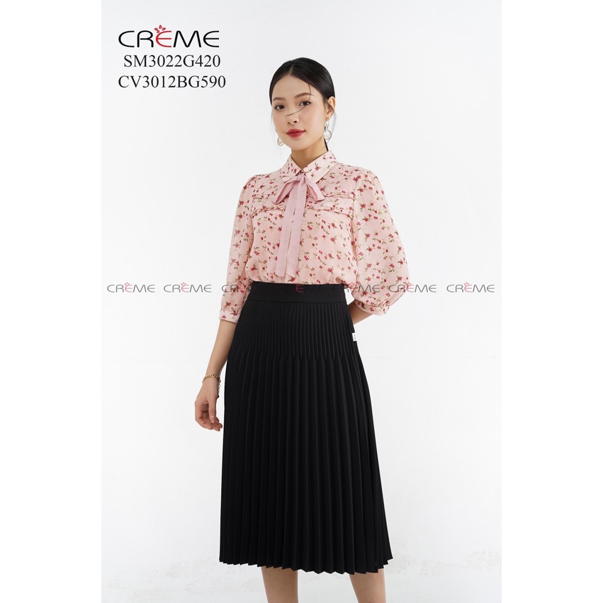 CHÂN VÁY DẬP LY CÔNG SỞ CAO CẤP, DÁNG XÒE PHONG CÁCH HÀN QUỐC, THIẾT KẾ CREME CV3025 MÀU ĐEN, NÂU, XANH THAN, TRẮNG | BigBuy360 - bigbuy360.vn