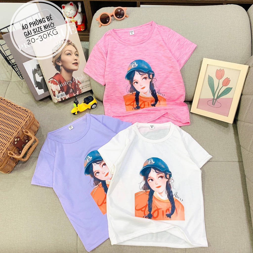 Áo Phông Ngắn Tay Cho Bé Gái, Áo Thun Chất Cotton Cho Trẻ Em Từ 3-12 tuổi