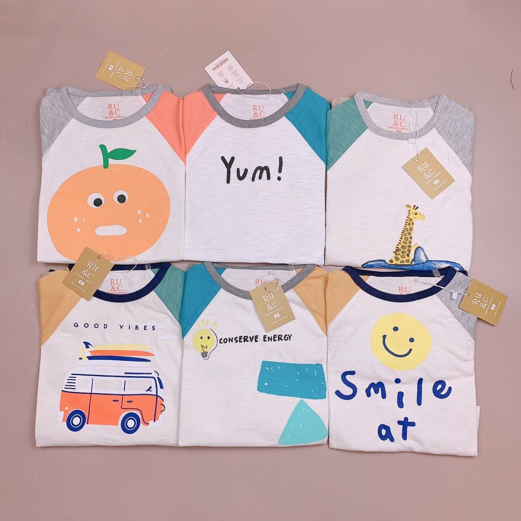 Bộ cotton Ru & C vai giác lăng phối màu nhiều hình size 2 - 7y