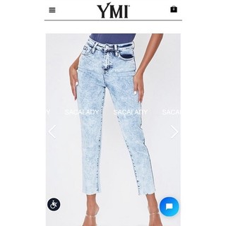 Quần jeans ymi high rise wash ngẫu nhiên lai sóng - 4082