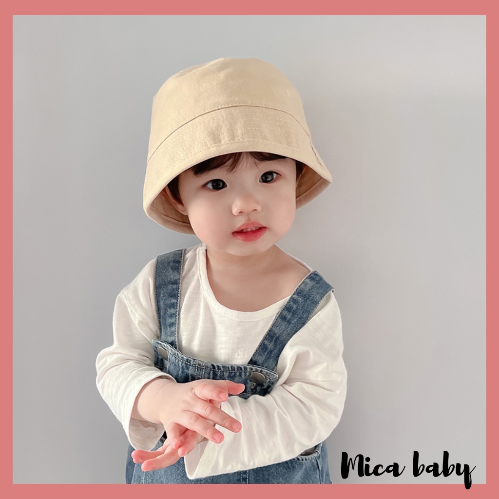 Mũ bucket trẻ em, mũ vành rộng màu trơn kiểu dáng Hàn Quốc đáng yêu cho bé MH224 Mica baby