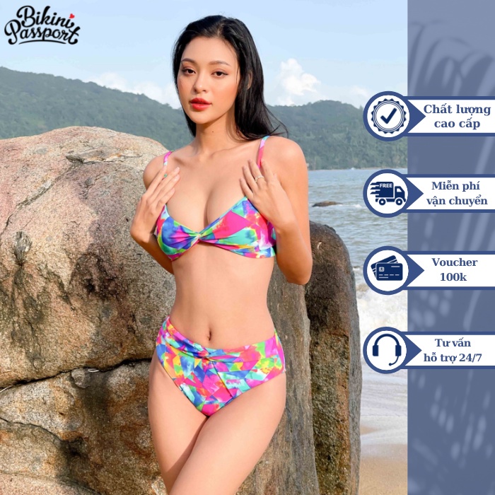 Đồ bơi NỮ BIKINI PASSPORT kiểu Hai mảnh phối màu cách điệu - màu Hoạ Tiết - BS440_HOT