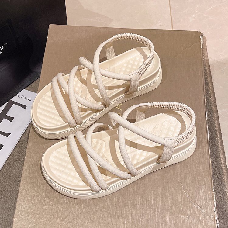 Dép sandal nữ bánh mì quai vân chéo co giãn đế độn 4cm hot mùa hè 2023 MÃ M97
