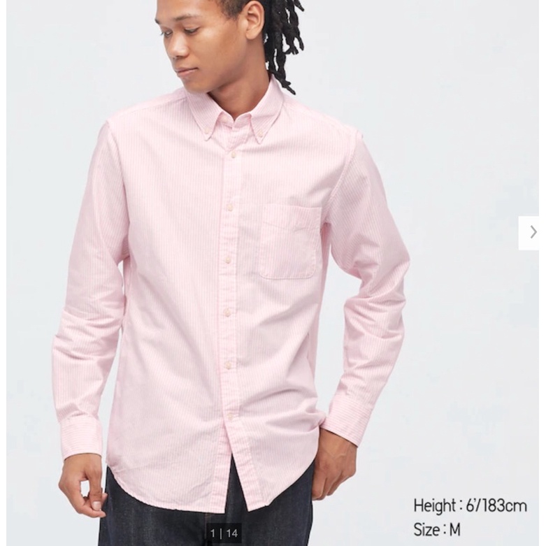 Áo Sơ Mi Uniqlo sọc hồng pastel