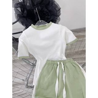 SET ÁO THUN VIỀN KÈM CHÂN VÁY (KÈM VIDEO HÌNH THẬT)
