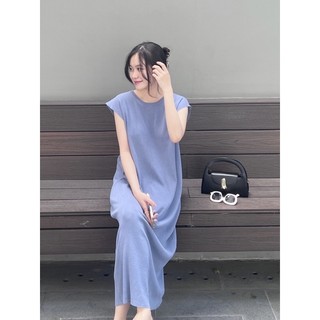 Đầm len suông dài xẻ chéo lưng Hàn Quốc
