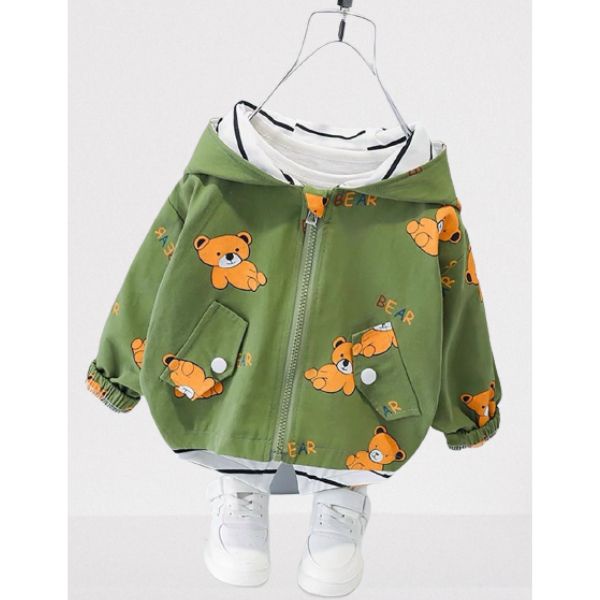 Áo khoác bé mẫu giáo in Gấu cao cấp bé gái bé trai mẫu 2023 - AKBGD1323