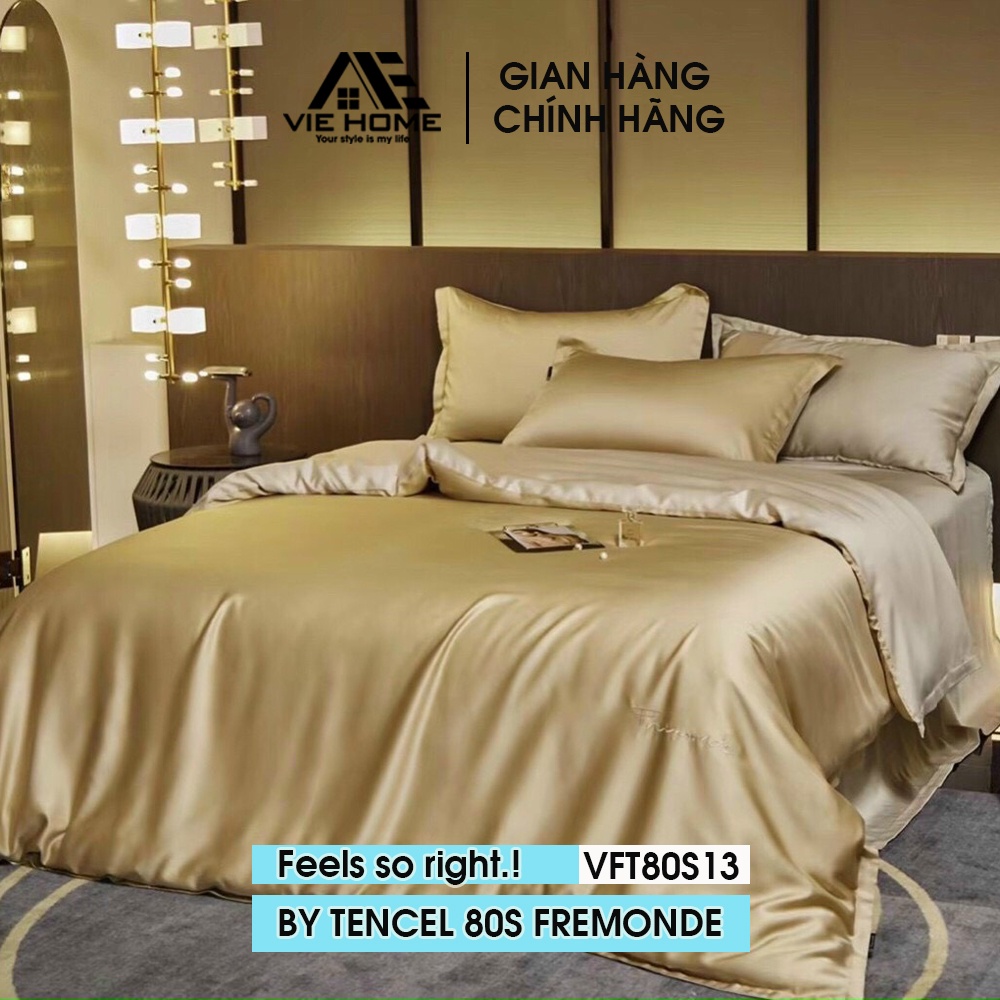 Bộ chăn ga gối Lụa Tencel 80S Freemonde cao cấp VIE Home - Bedding, nhập khẩu full hộp sang trọng đẳng cấp