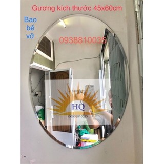 GƯƠNG TREO TƯỜNG NHÀ TẮM OVAL NGANG 45 * CAO 60 KÈM PAS HOẶC KEO DÁN GƯƠNG