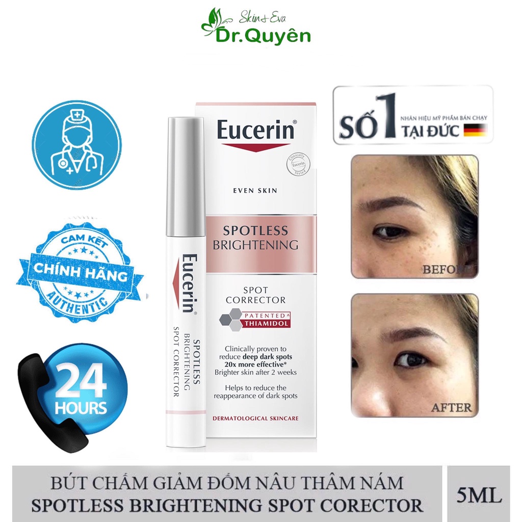 Eucerin UltraWhite+ Spotless Spot Corrector: Bút Chấm Mờ Đốm Nâu, Nám, Tàn Nhang 5 Ml