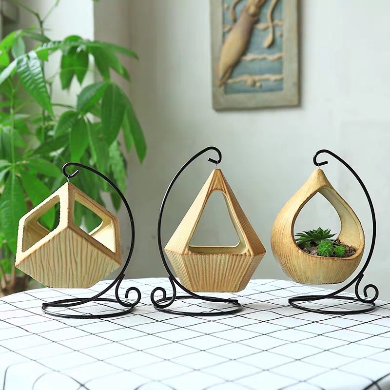Chậu Sứ Kèm Móc Kim Loại Loại 1, Siêu Đẹp Trồng Cây Loại Mini