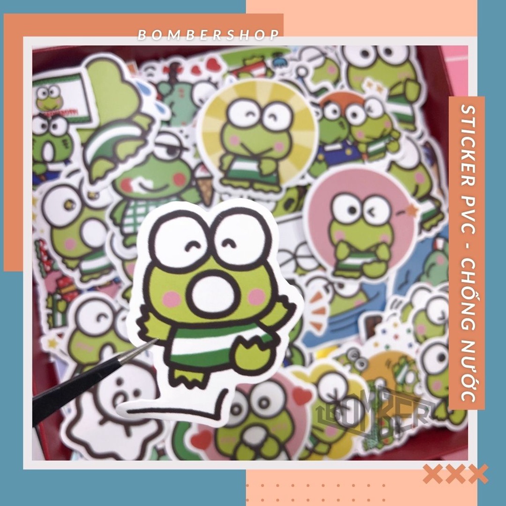 Set 20/40/60 sticker PVC Ếch xanh siêu cute - đậm chất Kawaiii trang trí laptop / nón