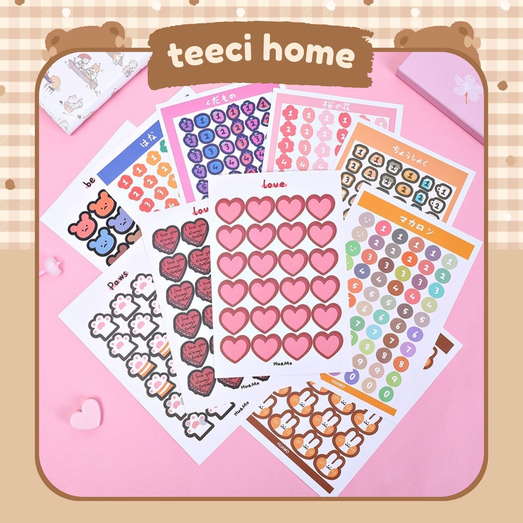 <Video Review> Miếng Sticker Hình Dán Hình Dán Sticker Trang Trí Sổ Đáng Yêu Nhật Ký Điện Thoại Khay Đựng Bút D038