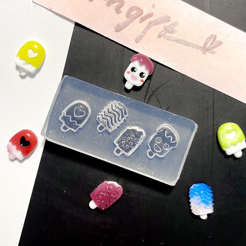 Khuôn silicon nail cây kem, kem ốc quế mini mô hình minifood, làm nail box, charm trang trí móng