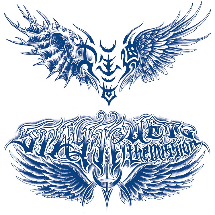 Hình Xăm Dán 15 Ngày Xăm Ngực Đôi Cánh LEO TATTOO (28x15cm)