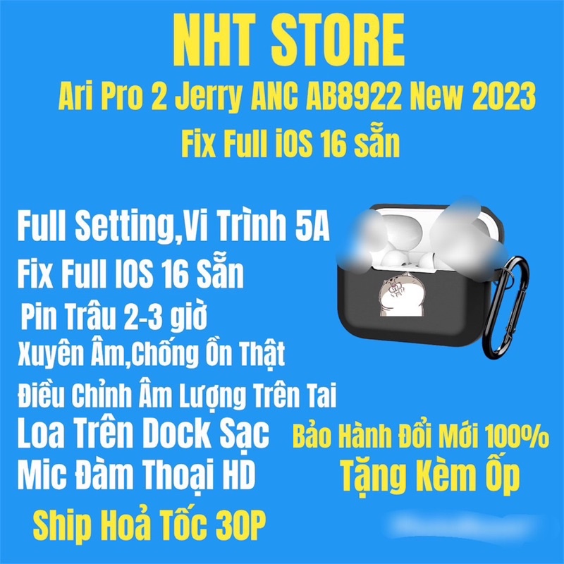 Tai Nghe Bluetooth TWS Pro2 ANC- AB8892 - Full Tính Năng - Xuyên Âm Chống Ồn - Loa Hộp Sạc - Vuốt Chỉnh Âm Lượng 2023.