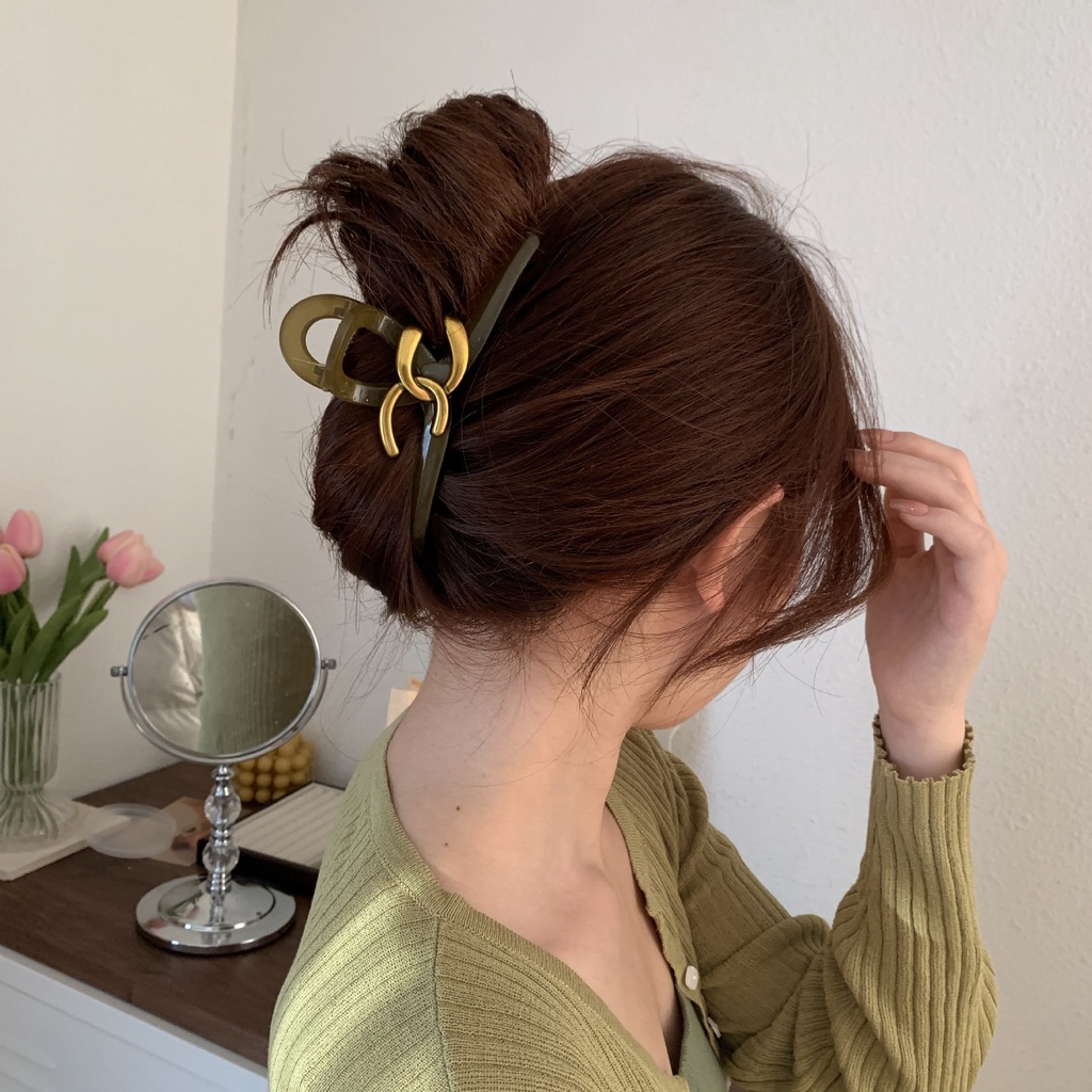 Kẹp Tóc Cỡ Lớn 13cm In Chữ Phong Cách Hàn Quốc Cổ Điển Thời Trang Cao Cấp Cho Nữ