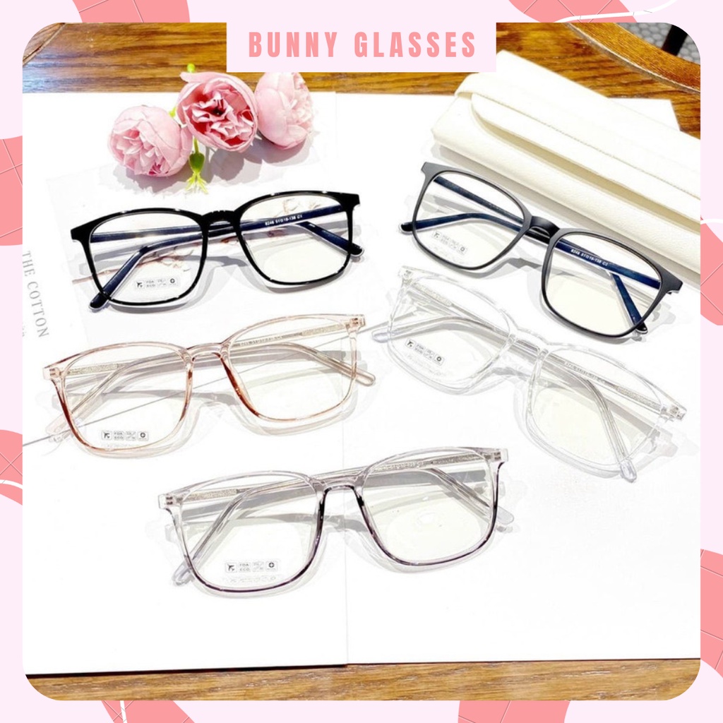 Gọng kính cận nam nữ mắt vuông tròn bo góc Bunny glasses gọng nhựa phù hợp nhiều khuôn mặt , nhiều màu sắc - 8246