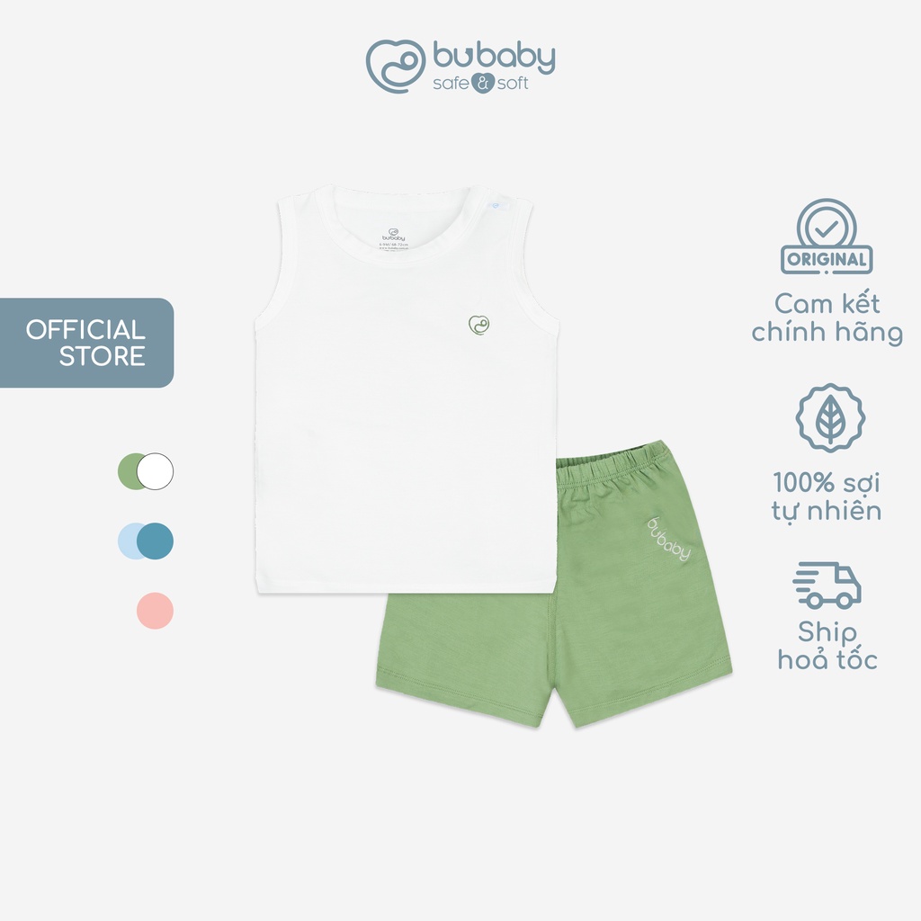 Bộ hè cho bé sợi tre Đan Mạch Bambus, bộ quần áo sát nách trơn basic BU Baby BBB140403 | Quần áo BU Baby chính hãng