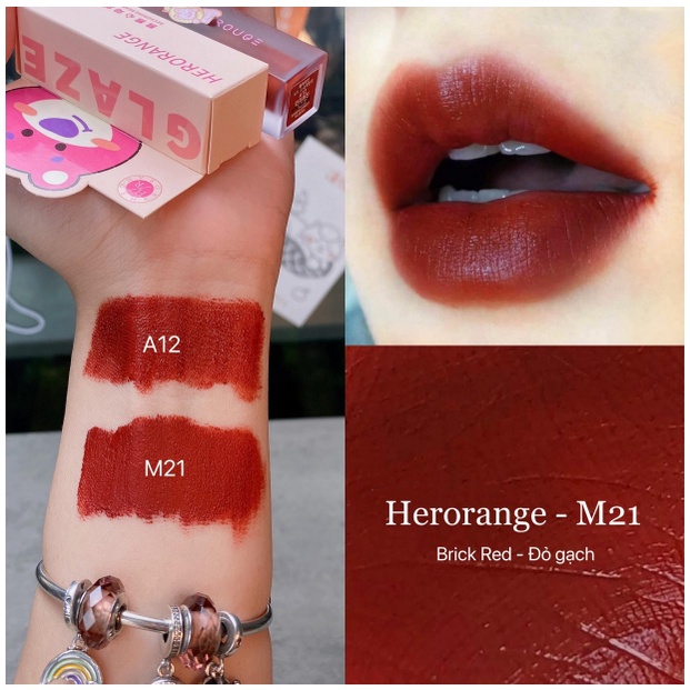 Son kem Herorange gấu dâu cute bản dupe A12