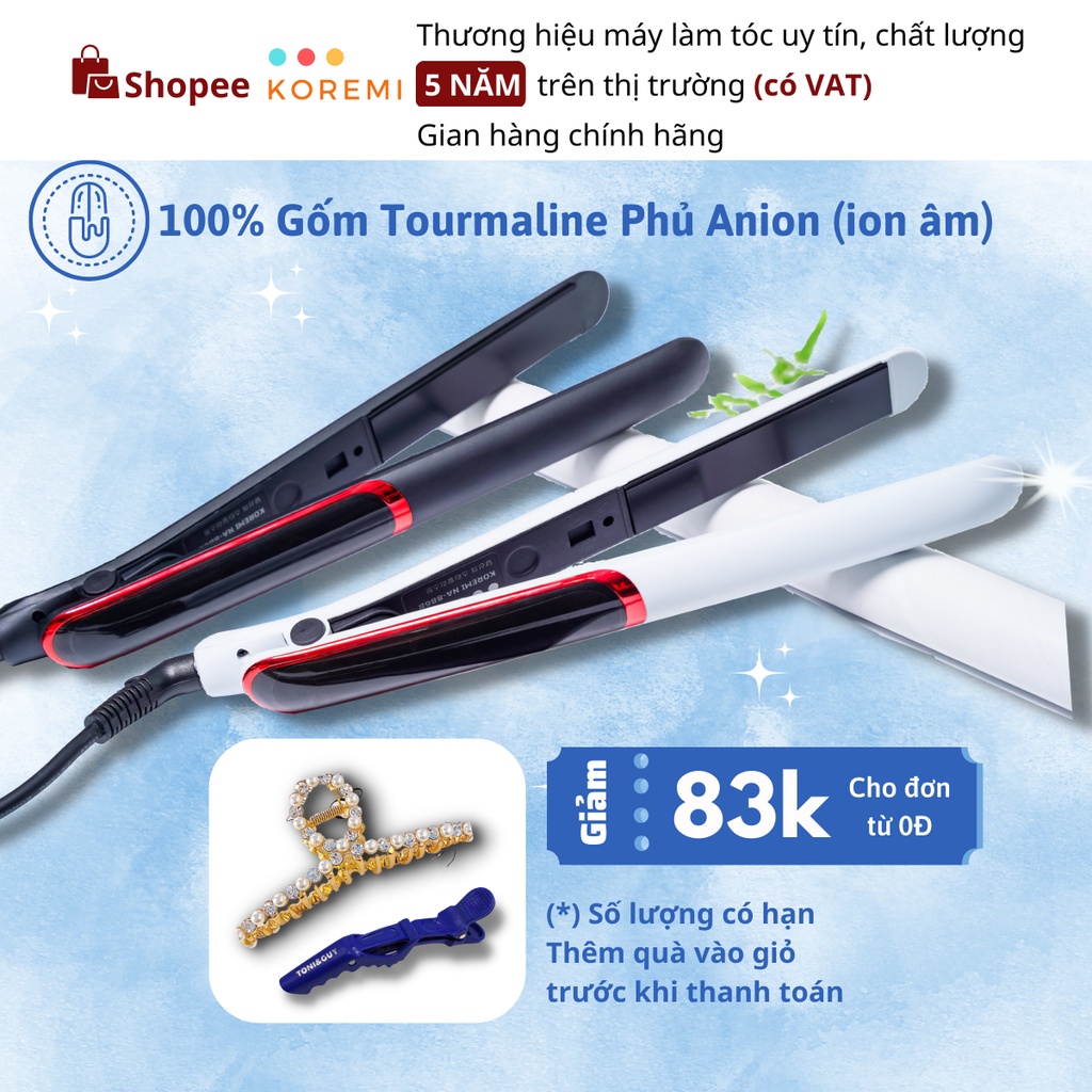 Máy duỗi tóc, uốn tóc xoăn Hàn Quốc Koremi máy làm tóc 3in1, máy kẹp tóc, Bảo Hành 12 tháng
