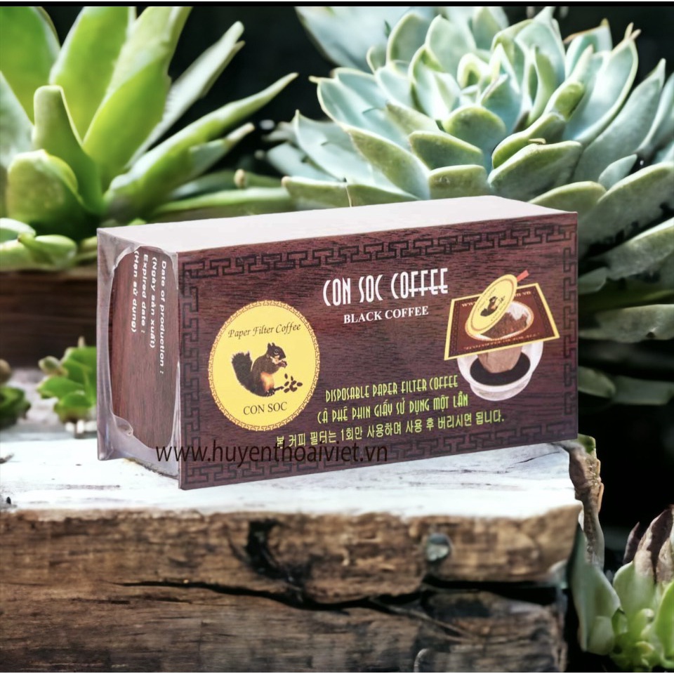 Cà phê Con Sóc phin lọc giấy Đơn Đen( Hộp 10 gói)