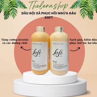 DẦU GỘI DẦU XẢ NGĂN NGỪA GẦU, TÓC BÔNG XÙ, TÓC GÃY PHỤC HỒI TÁI TẠO CẤU TRÚC TÓC SOFT 800ML