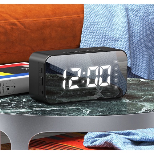 Loa bluetooth đồng hồ, loa mini không dây nghe nhạc làm đèn ngủ màn hình soi gương