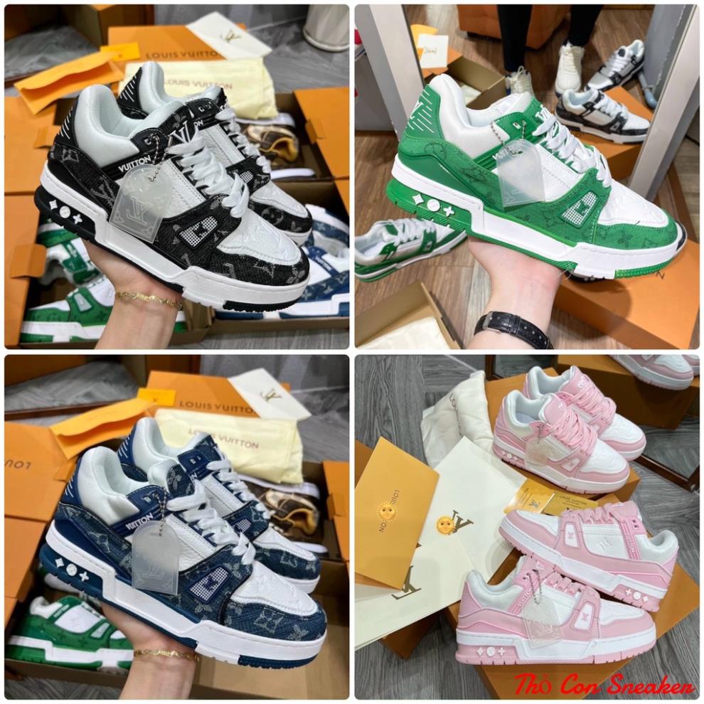 Giày LV Louis Vuitton Trainer Black White, Giày Sneaker LV Nam Nữ Mẫu Mới Hot Hit 2 Phiên Bản Màu Sắc Hàng Cao Cấp